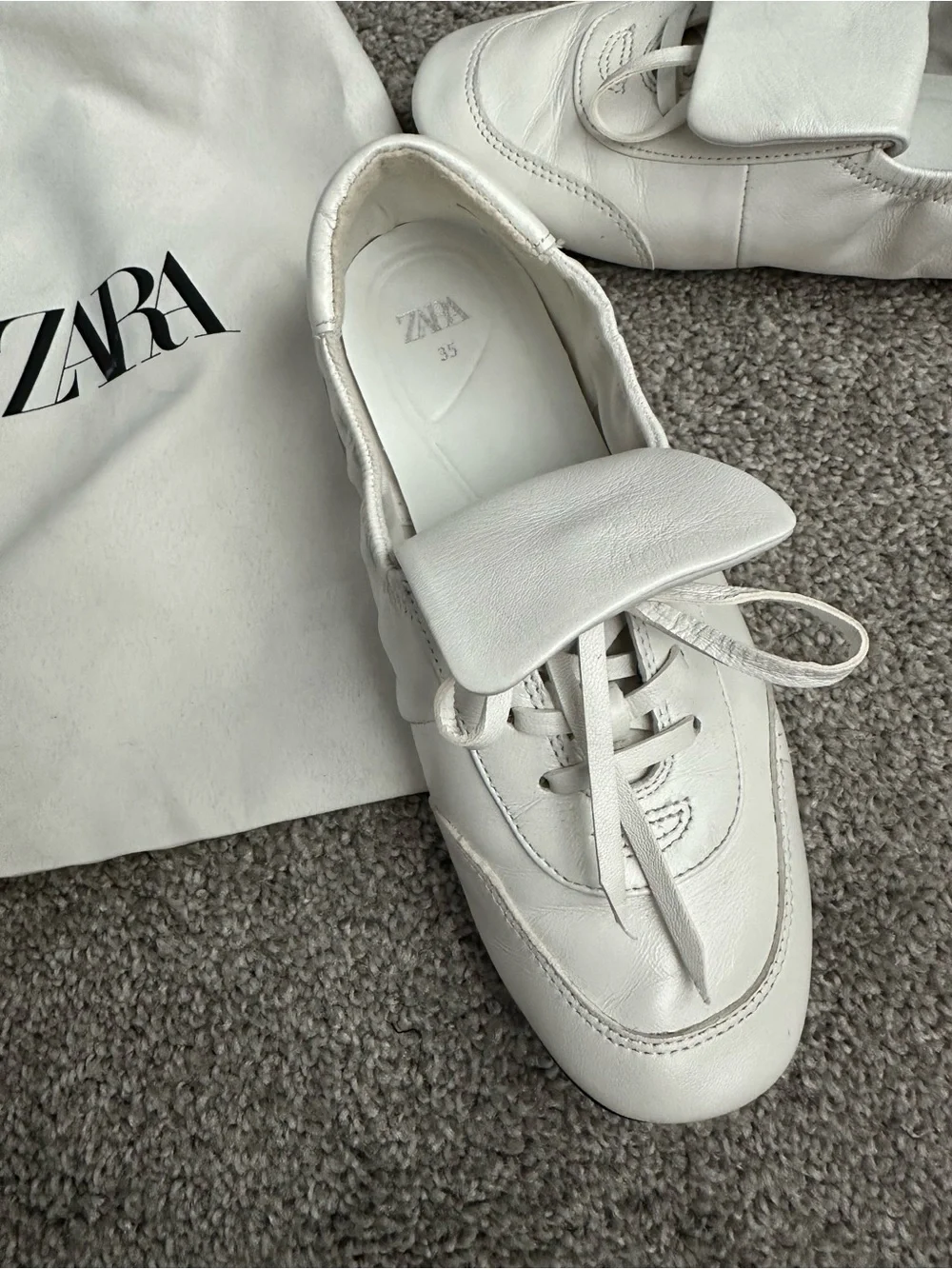 Zara Women's White Leather Sneaker ,size 5,used